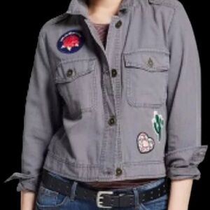 Mossimo Gray Utility Jacket with Embroidered Patches